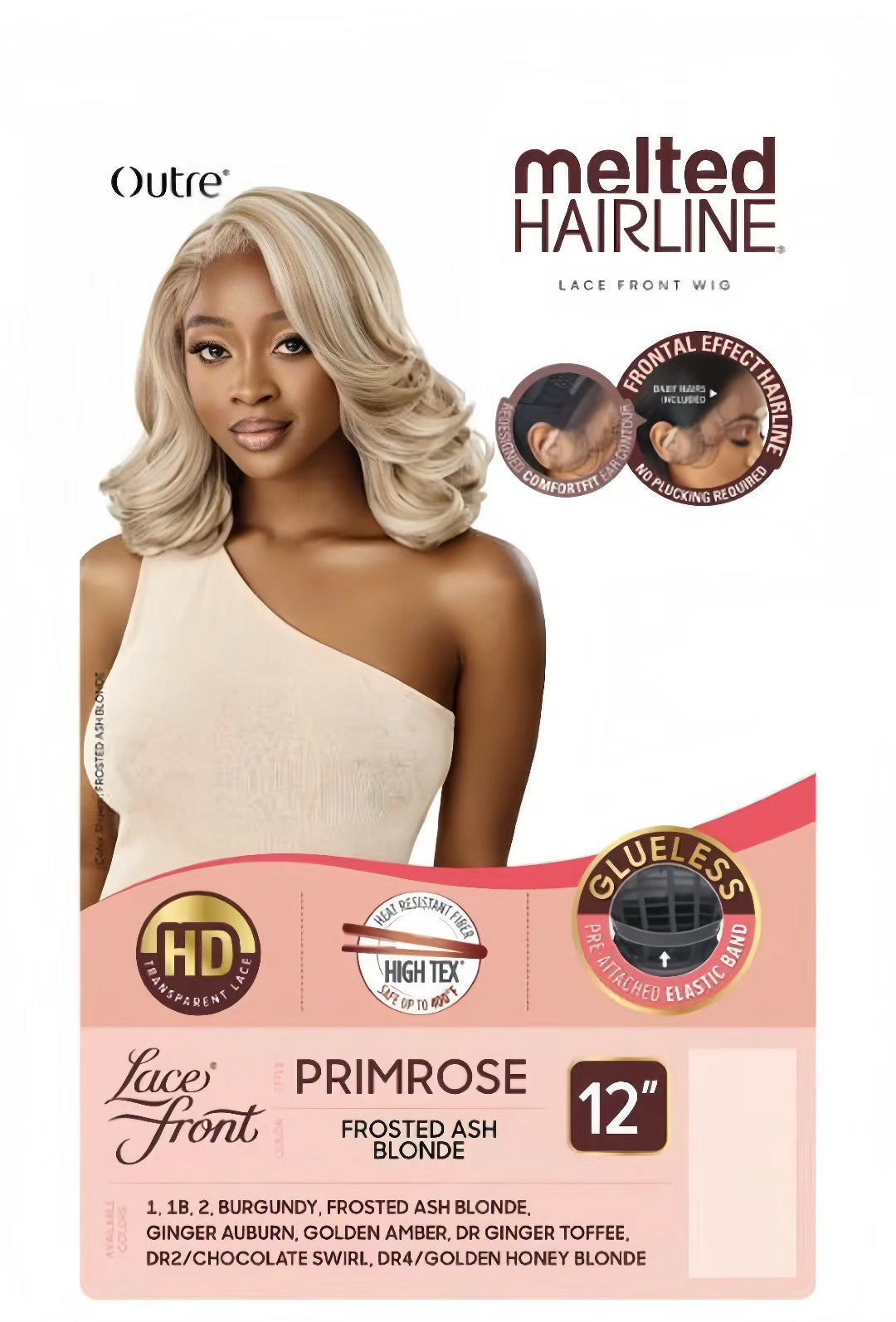 Perruque synthétique sans colle avec dentelle frontale HD de qualité supérieure Outre Melted Hairline - PRIMROSE
